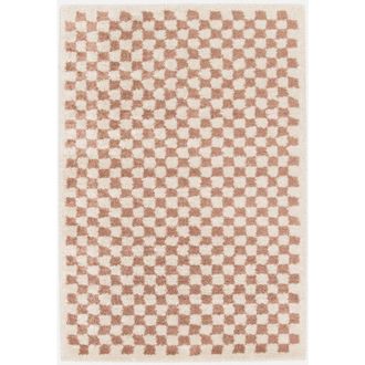 Sweeek Sweeek - Tappeto vintage a scacchiera rosa e crema