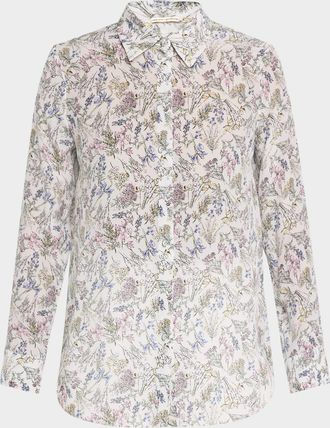 Adam Lippes Mathias Floral-Print Crepe De Chine Button-Down Shirt
