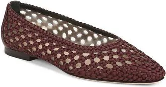 Veronica Beard Cienna Skimmer Flat in Burgundy Leather at Nordstrom, Size 7.5