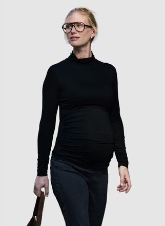 Isabella Oliver The Essentials Maternity Turtleneck Top in Caviar Black at Nordstrom, Size 10