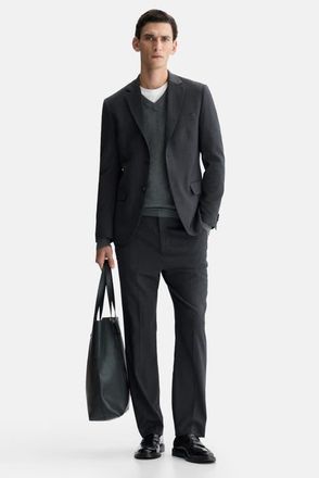 H&M Regular Fit Suit Trousers in Dark Gray at Nordstrom, Size 32