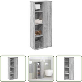 vidaXL Mobile da bagno - Mobile da Bagno con Portarotolo Grigio Sonoma 39x22x90 cm