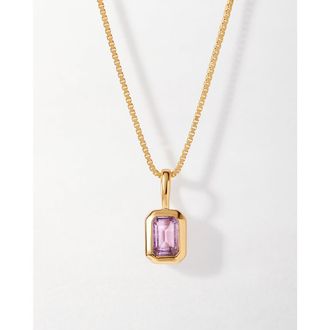 Edge of Ember Deco Birthstone Necklace in Amethyst (February) at Nordstrom, Size 16