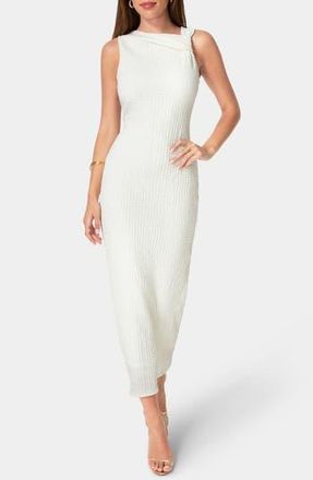 Bebe Twist Neck Sleeveless Body-Con Dress in Ivory at Nordstrom Rack, Size X-Large