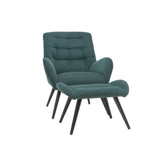 Miliboo Miliboo - Sill&oacute;n Y Reposapi&eacute;s Moderno En Terciopelo Verde Zoe