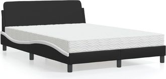 vidaXL Vidaxl - Cama Con Colch&oacute;n Cuero Sint&eacute;tico Negro Y Blanco 120x200 Cm