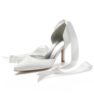 Miyoopark Women Shoes Heels for Wedding Closed Pointed Toe Evening Pumps Shoes M519 Ivory UK 5.5