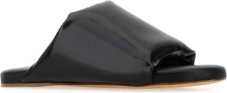 Bottega Veneta Womens Nappa Leather Cushion Slipper Black Lamb