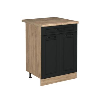Vicco Mueble Bajo De Cocina R-line, Antracita Casa De Campo/roble Dorado, 60 Cm Con Caj&oacute;n Encimera Roble Dorado, Vicco