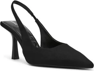 Anne Klein Itzy Pointed Toe Slingback Pump in Black Suede at Nordstrom, Size 9.5