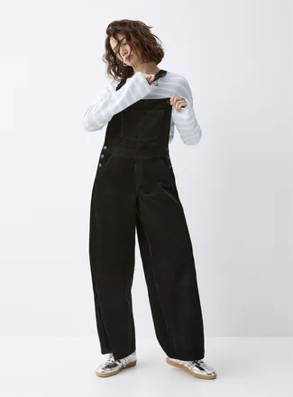 Twik Womens Loose corduroy overalls