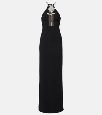 DAVID KOMA Embellished halterneck gown