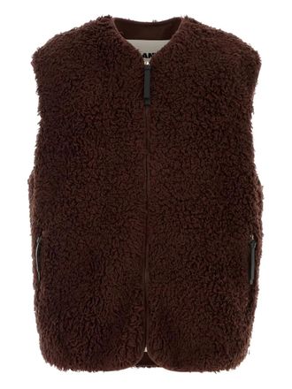 Jil Sander zip-fastening gilet - men - Cotton/Cotton/Sheepskin - L - Brown