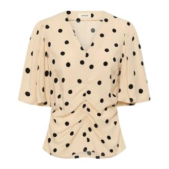 Soaked In Luxury Larjana Ruching Blouse SS - Dames - Blouses & Shirts - Beige - Maat: L Viscose