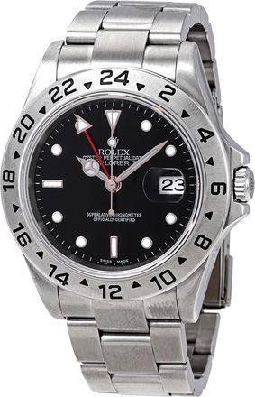 Rolex Pre-owned Rolex Explorer II Automatic Chronometer Black Dial Mens Watch 16570BKSO No Holes Papers Included