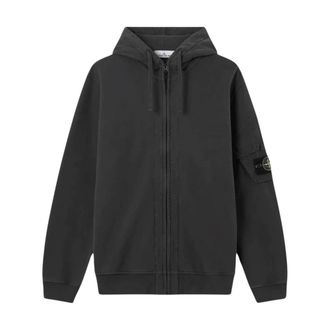 Stone Island Brushed Cotton Fleece Hoodie - Heren - Vesten met rits - Grijs - XL - Katoen - Hoodies & sweatvesten
