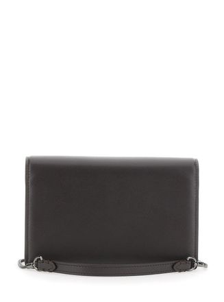 Brunello Cucinelli Leather with Embossed Logo Wallet on Chain - Brown
