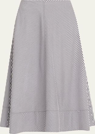 Brandon Maxwell Knox Striped Low-Slung Midi Circle Skirt