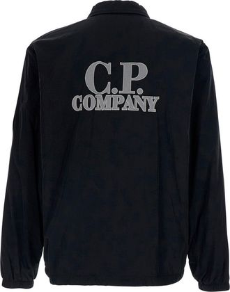 C.P. Company Mens Zip Jacket Chrome-R Zipped Lens Black Polyamide Coat