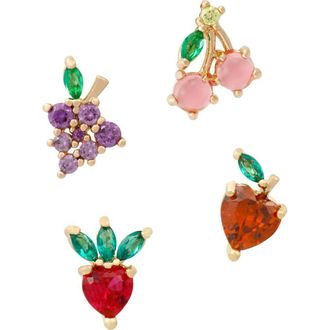 Girls Crew Fruit Basket Set of 4 Mismatched Stud Earrings in Gold at Nordstrom