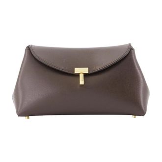 Toteme Tassen, Dames, Bruin, ONE Size, Leer, Mini T-Lock Clutch