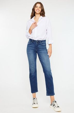 Kancan Dolores Mid Rise Slim Straight Fit Jeans in Dark Wash at Nordstrom, Size 24