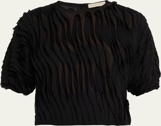 Ulla Johnson Vayda Semi-Sheer Ruffle Top
