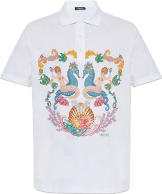 Versace Polo con stampa grafica - Bianco