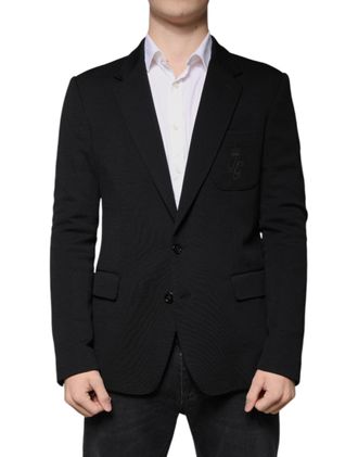 Dolce & Gabbana Mens Black Wool Single Breasted Formal Blazer Virgin Nylon Clothing