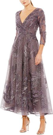 Mac Duggal 3/4 Sleeve Midi Dress