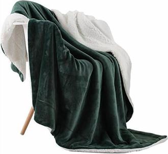OEM Manta De Lana De Cordero De Doble Cara, De Microfibra Ultrasuave Y Esponjosa, Ideal Para Cama O Sof&aacute; (152 Cm X 203 Cm, Verde Oliva)
