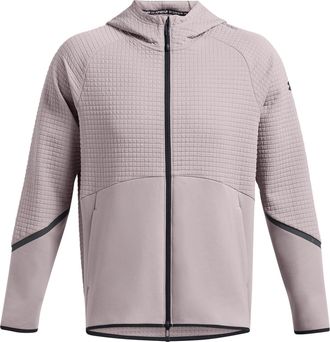 Under Armour Mens Unstoppable Hooded Full Zipper Textured Zipped Pocket Jacket in Grey - Size Small
