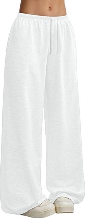 Generic Womens Lounge Pants UK Ladies Baggy High Waisted Wide Leg Trousers Elasticated Waist Drawstring Straight Work Joggers Bottoms Casual Athletic Sweatpan