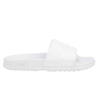 HUGO BOSS Dames/Dames Match It Stacked Logo Flat Sliders (Wit)
