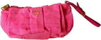 Prada Pre-owned Bow Pouch - Dames - Vintage Clutch - Roze - ONE Size - Leer - Vintage