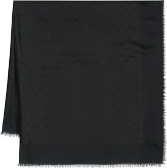 Gucci GG logo jacquard scarf - women - Cotton/Silk - One Size - Black