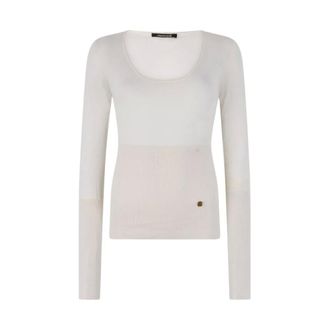 Roberto Cavalli Round-neck Knitwear, female, White, Size: XS Long-sleeve sweater