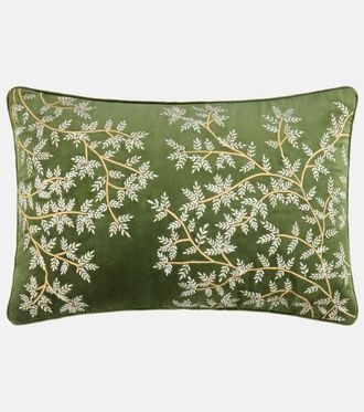 Les-Ottomans Embroidered cotton velvet cushion