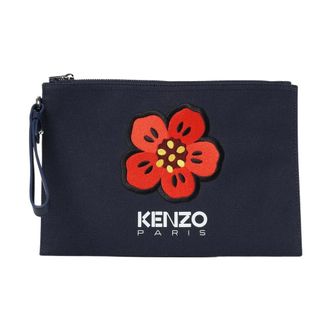 Kenzo Bags, male, Blue, Size: ONE SIZE Floral Appliqué Pouch