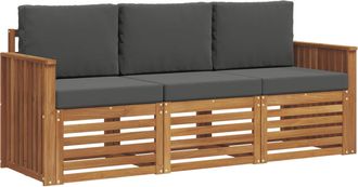vidaXL Juegos De Sof&aacute;s 3 Uds. Natural Y Antracita Vidaxl