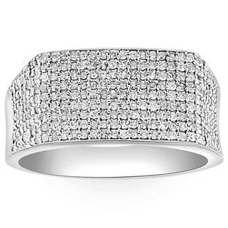 Pompeii3 1Ct Diamond Mens White Gold Pave Wedding Ring Anniversary Band