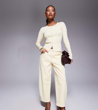 River Island Petite River Island petite barrel leg jeans in yellow