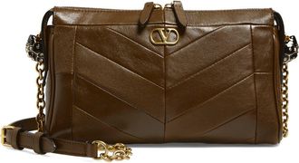Valentino Garavani Small Panthea Chevron Patchwork Leather Shoulder Bag in Dark Brown at Nordstrom