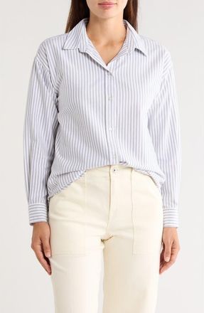 Beach Lunch Lounge Cidney Oversize Cotton Button-Up Shirt in Moon Beam at Nordstrom, Size X-Large