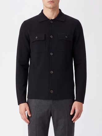 Zanone Pure Virgin Wool Cardigan with Classic Collar and Patch Pockets
