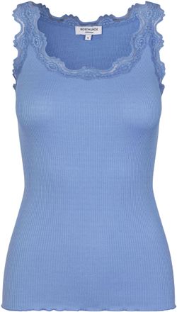 Rosemunde Tanktop ROSEMUNDE Babette Silk Top, Damen, Gr. XL, blau (himmelblau), Feinripp, Obermaterial: 70% Seide, 30% Baumwolle, k&ouml;rpernah h&uuml;ftlang, tiefer Run