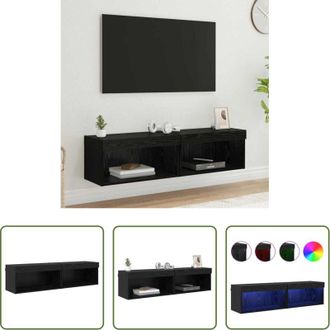 vidaXL Mobile TV - Set mobile TV con led Rovere Nero Legno multistrato