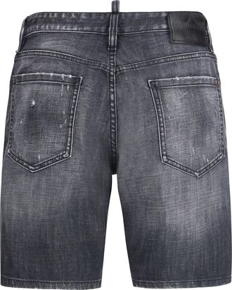 Dsquared2 Mens Washed Marine Shorts Black Cotton; Elastane Bermuda