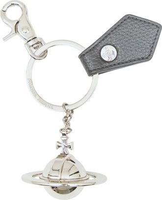 Vivienne Westwood Accessoires, unisex, Zwart, ONE Size, Gepolijste 3D Orb Sleutelhanger Hanger