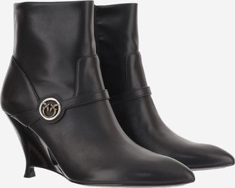 Pinko Womens Ankle Boots Gwen Leather Black Goat